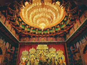 Durga Puja pandal and cultural celebrations in West Bengal
