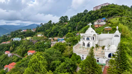 Scenic green hills and winding mountain roads in Mizoram