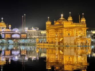 Golden Temple in Amritsar, Punjab, illuminated at night