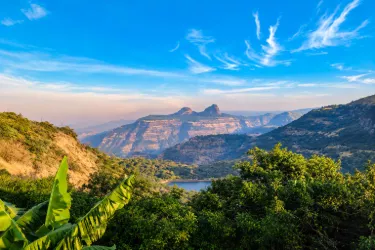 view of Lonavala's verdant mountains under a clear blue sky